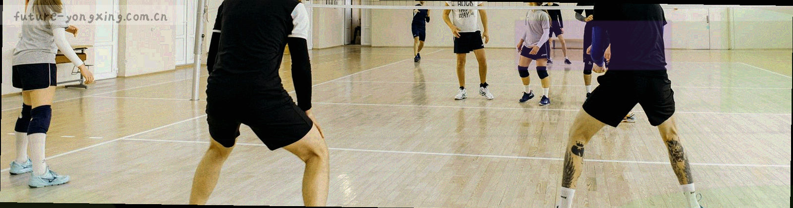 清晨城市街道的横向宽幅画面，建筑与路面呈青蓝色调，看不到招牌与行人